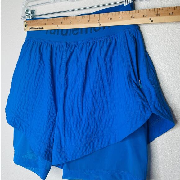 Lululemon Blue Crinkle High Rise Shorts Size 4 Women's Lined Athletic - Picture 13 of 14